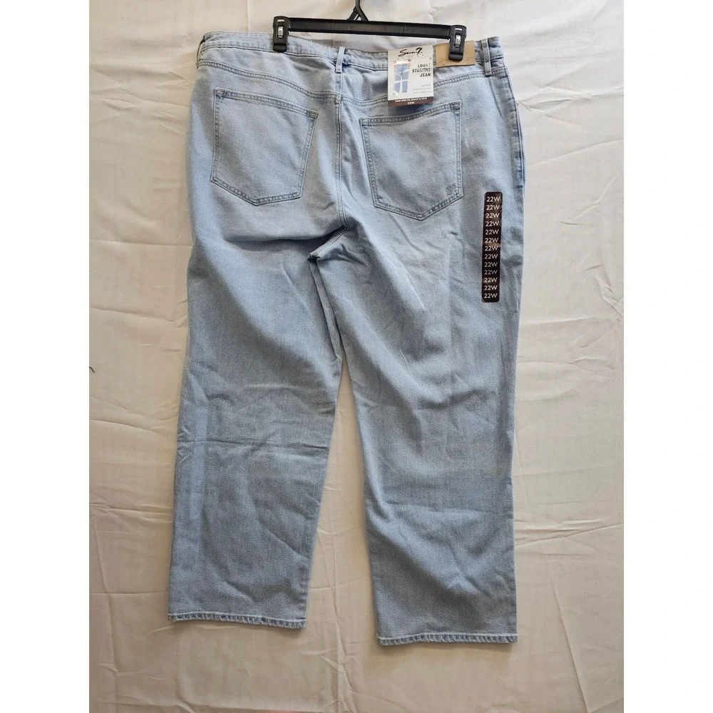 Seven7‎ Loose Straight Jeans High Rise Light Wash Key West SX10341DE Womens 22W